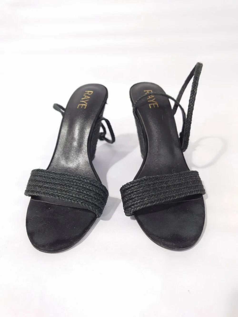 RAYE Black Woven Wedge Sandals Size 8.5